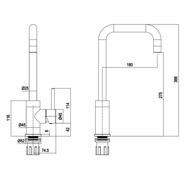 Alpsee Single Lever Kitchen Tap - Stainless Steel